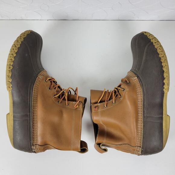 Vintage LL Bean Boots Mens 13 Brown Tan Leather Maine Hunting Duck Boot 8" Ankle - Picture 15 of 16